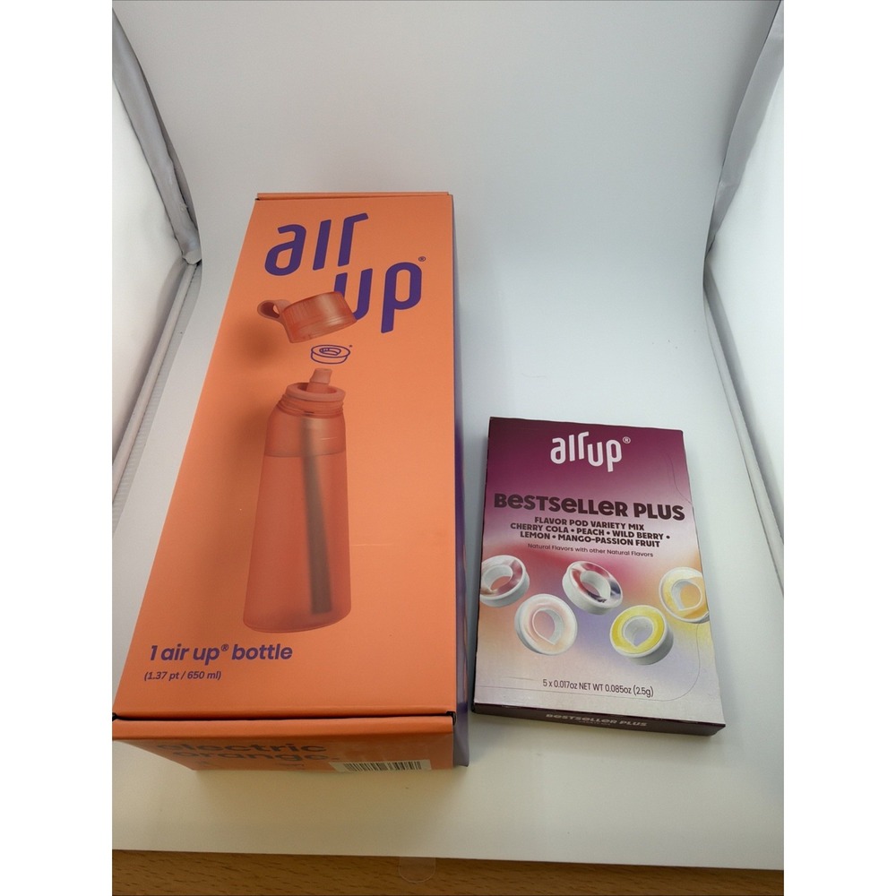 Air Up Electric Orange 650ml BPA Free Water Bottle with 5 Flavor Pods NOB